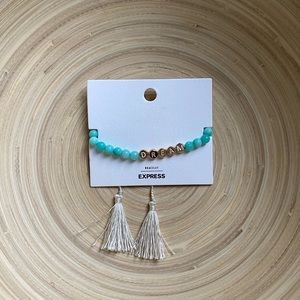 NWT Express Beaded "Dream" Bracelet in Teal & Gold